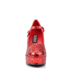 Funtasma MARYJANE-50G Red Glitter Chunky Heeled Pumps