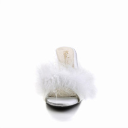 Fabulicious BELLE-301F White Vegan Low Heeled Mules