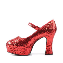 Funtasma MARYJANE-50G Red Glitter Chunky Heeled Pumps
