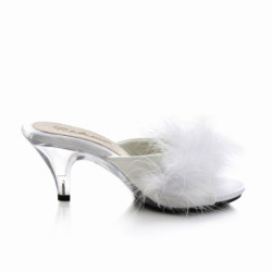 Fabulicious BELLE-301F White Vegan Low Heeled Mules