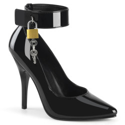 Pleaser SEDUCE-432 Black High Heeled Ankle Cuff Pumps