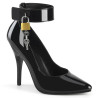 Pleaser SEDUCE-432 Black High Heeled Ankle Cuff Pumps