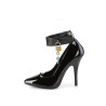 Pleaser SEDUCE-432 Black High Heeled Ankle Cuff Pumps