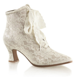 Fabulicious VICTORIAN-30 Champaign Satin Lace Boots