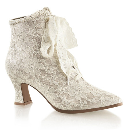 Fabulicious VICTORIAN-30 Champaign Satin Lace Boots