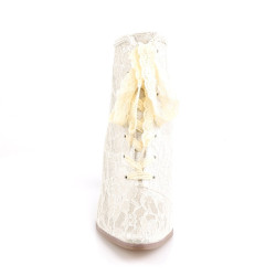 Fabulicious VICTORIAN-30 Champaign Satin Lace Boots