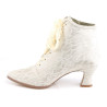 Fabulicious VICTORIAN-30 Champaign Satin Lace Boots