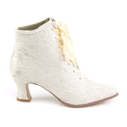 Fabulicious VICTORIAN-30 Champaign Satin Lace Boots