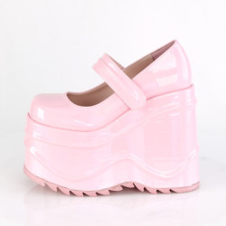 Demonia WAVE-32 Rose Hologram Platform Wedge Pumps