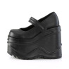 Demonia WAVE-32 Black Vegan Platform Wedge Pumps
