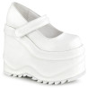Demonia WAVE-32 White Vegan Platform Wedge Pumps