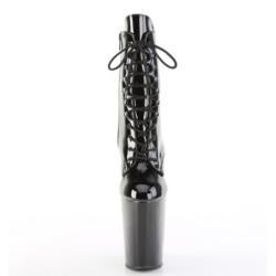 Pleaser BEWITCHED-1020 Black Patent Heeled Ankle Boots
