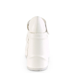 Demonia WAVE-32 White Vegan Platform Wedge Pumps