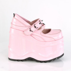 Demonia WAVE-48 Rose Hologram Platform Wedge Pumps