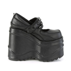 Demonia WAVE-48 Black Vegan Platform Wedge Pumps