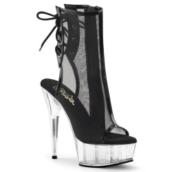Pleaser DELIGHT-1018MSH Black Patent Mesh Transparent
