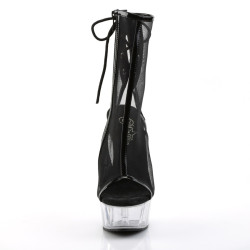 Pleaser DELIGHT-1018MSH Black Patent Mesh Transparent