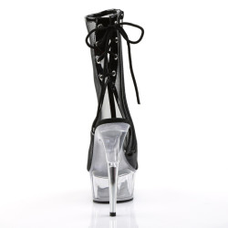 Pleaser DELIGHT-1018MSH Black Patent Mesh Transparent