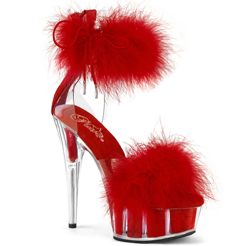 Pleaser DELIGHT-624F Transparent Red Fur Sale Women