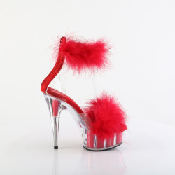Pleaser DELIGHT-624F Transparent Red Fur Sale Women