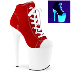 Pleaser FLAMINGO-800SK-02 Red Canvas Neon White Sale