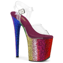 Pleaser FLAMINGO-808RBG Transparent Rainbow Glitter