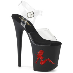 Pleaser FLAMINGO-808TGRS Transparent Black-Red Sale