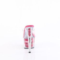 Pleaser ADORE-701FL Transparent Pink Flowers Mules