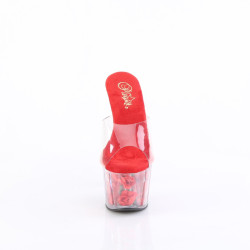 Pleaser ADORE-701FL Transparent Red Flowers Mules