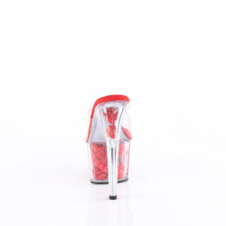 Pleaser ADORE-701FL Transparent Red Flowers Mules