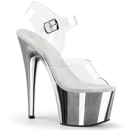 Pleaser ADORE-708 Silver Platform High Heels Sandals