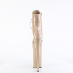Pleaser BEYOND-1020 Nude Patent High Heeled Ankle Boots