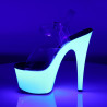 Pleaser ADORE-708UV Neon White Platform High Heel Shoes