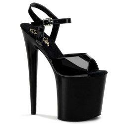 Pleaser FLAMINGO-809 Black Patent Pole Dance High Heels