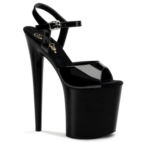 Pleaser FLAMINGO-809 Black Patent Pole Dance High Heels