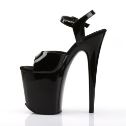 Pleaser FLAMINGO-809 Black Patent Pole Dance High Heels