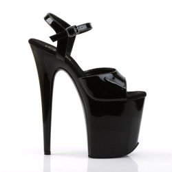 Pleaser FLAMINGO-809 Black Patent Pole Dance High Heels