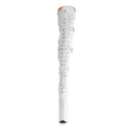 Pleaser BEYOND-3028 White Buckle Thigh High Boots