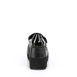 Demonia SHAKER-23 Black Patent Platform Wedge Pumps