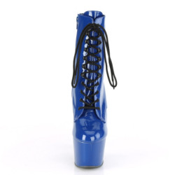 Pleaser ADORE-1020 Blue Patent High Heeled Ankle Boots
