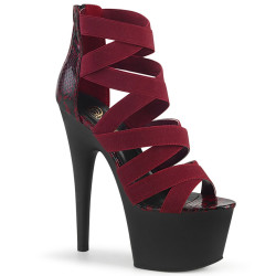 Pleaser ADORE-748SP Burgundy Snake Print Patent Black