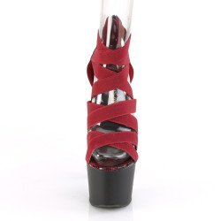 Pleaser ADORE-748SP Burgundy Snake Print Patent Black