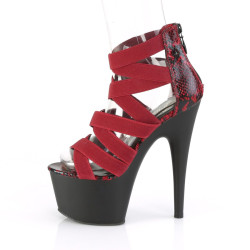 Pleaser ADORE-748SP Burgundy Snake Print Patent Black