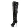 Pleaser BLONDIE-3011 Black Sequins Thigh High Boots