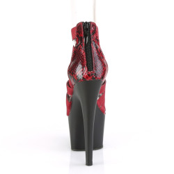Pleaser ADORE-748SP Burgundy Snake Print Patent Black