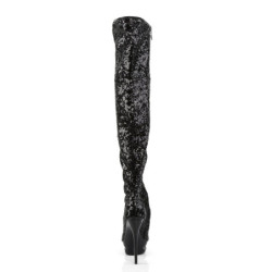 Pleaser BLONDIE-3011 Black Sequins Thigh High Boots
