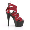 Pleaser ADORE-748SP Burgundy Snake Print Patent Black
