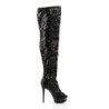 Pleaser BLONDIE-3011 Black Sequins Thigh High Boots