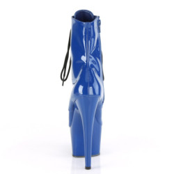 Pleaser ADORE-1020 Blue Patent High Heeled Ankle Boots