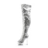 Pleaser BLONDIE-3011 Silver Sequins Thigh High Boots